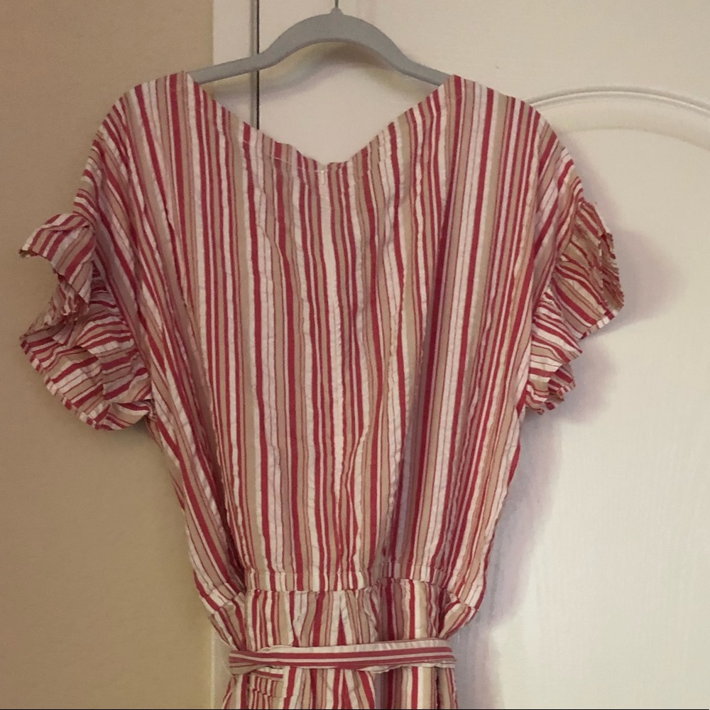 NWT Loft jumpsuit red and white stripes.